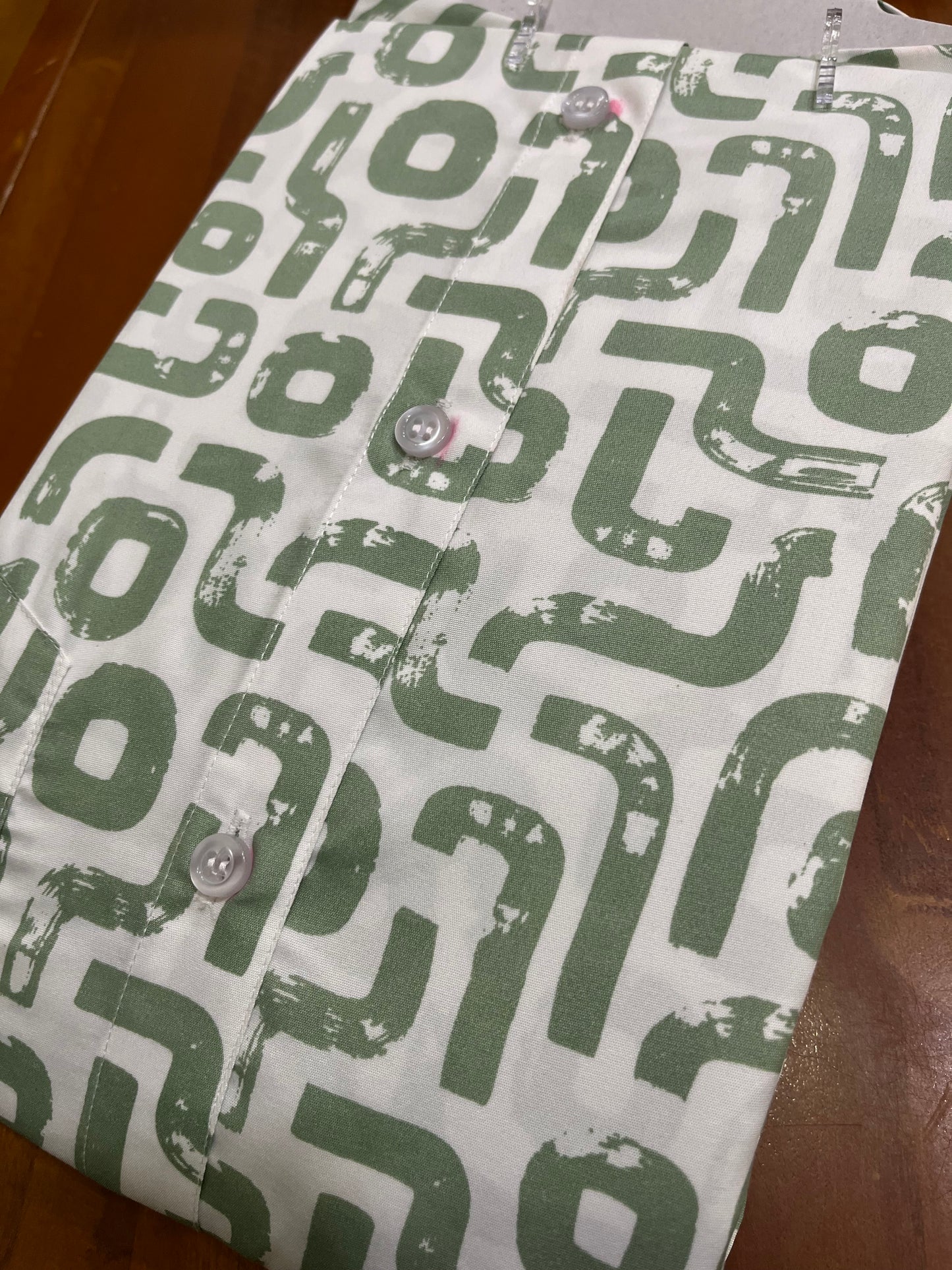 Pure Cotton Off White with Green Printed Shirt SLSHIRT 44 FS