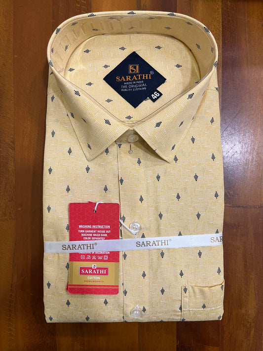 Pure Cotton Yellow Printed Shirt SLSHIRT 46 FS
