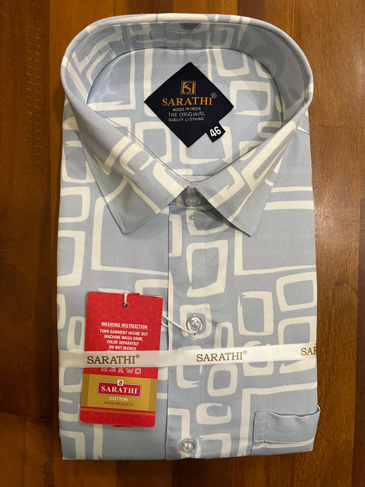 Pure Cotton Blue Printed Shirt SLSHIRT 46 FS