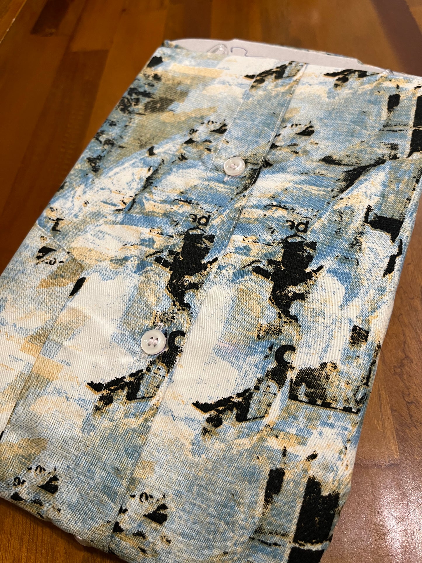 Pure Cotton Multi Coloured Blue Yellow Printed Shirt SLSHIRT 48 FS