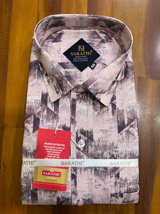 Pure Cotton Multi Coloured Pink Printed Shirt SLSHIRT 48 FS