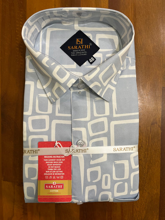 Pure Cotton Blue Printed Shirt SLSHIRT 48 FS
