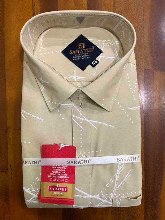 Pure Cotton Pastel Yellow Printed Shirt SLSHIRT 48 FS
