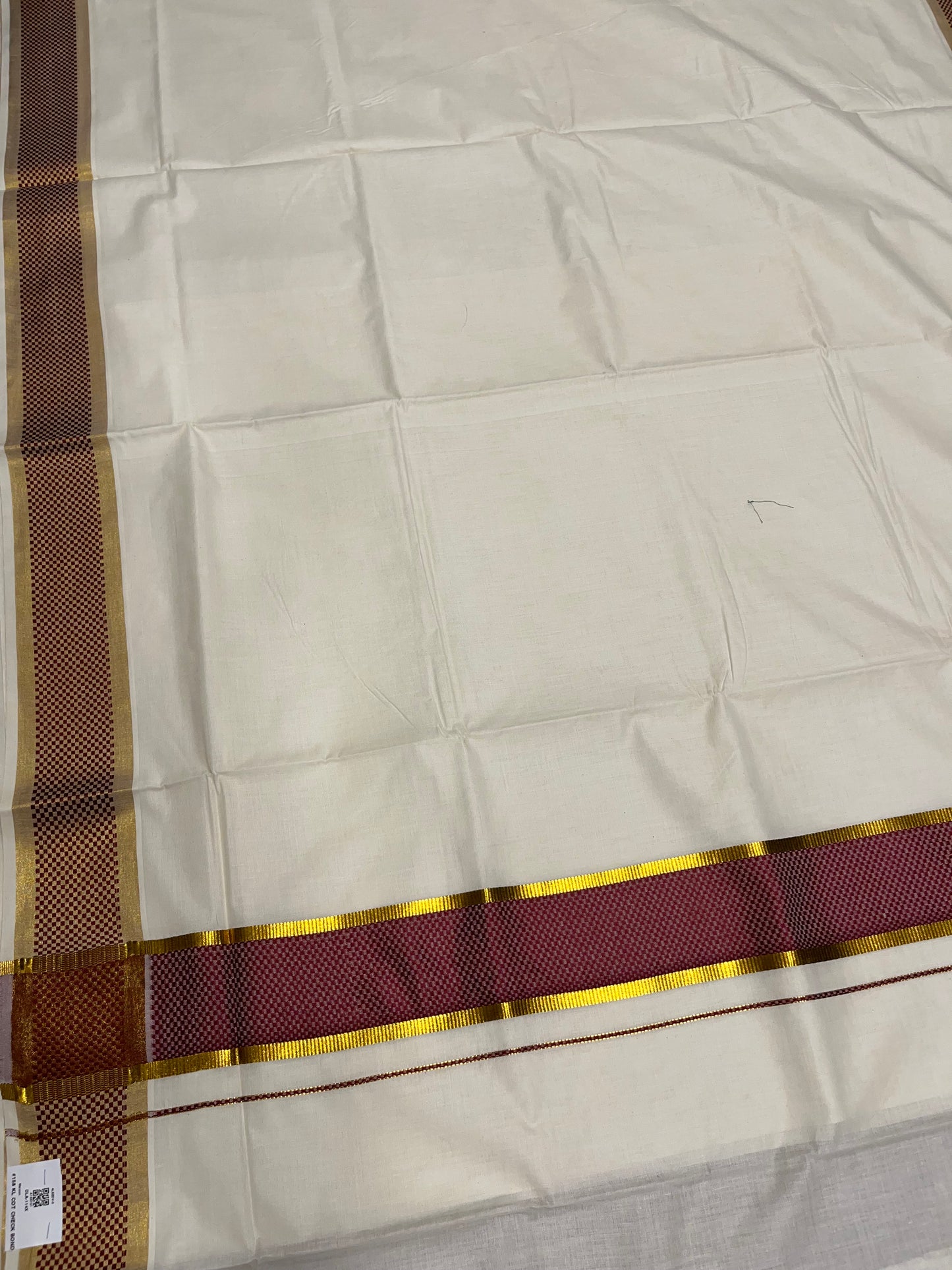 Southloom Kerala Kasavu Cotton Saree with Maroon Paa Neythu Border