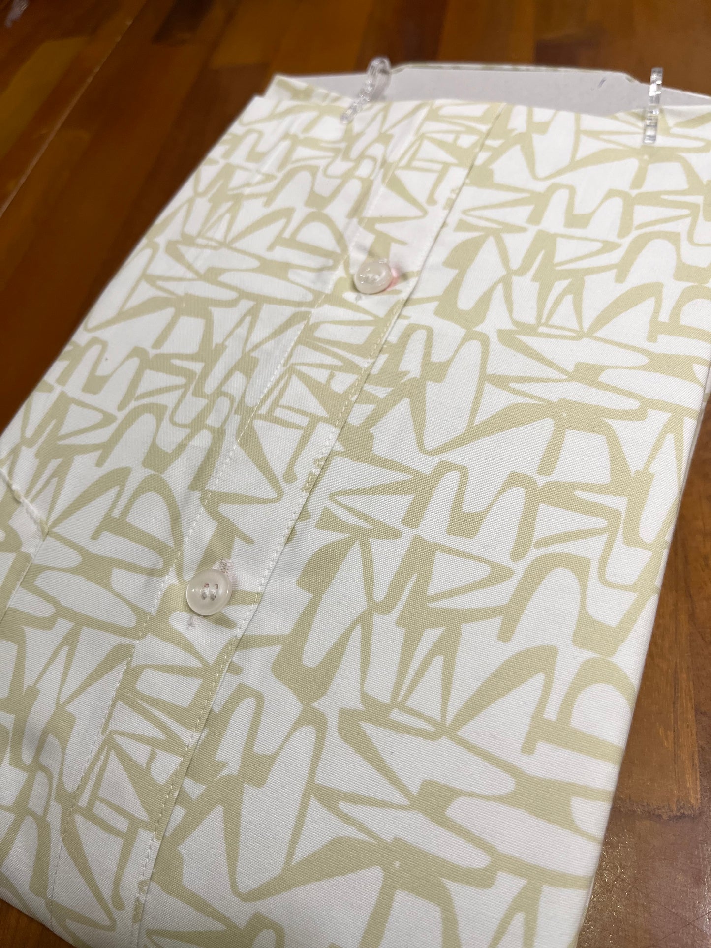 Pure Cotton Off White with Light Green Printed Shirt SLSHIRT 48 FS
