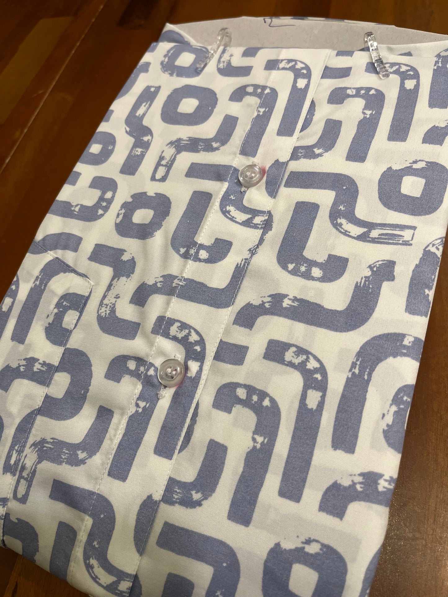Pure Cotton Off White with Blue Printed Shirt SLSHIRT 48 FS