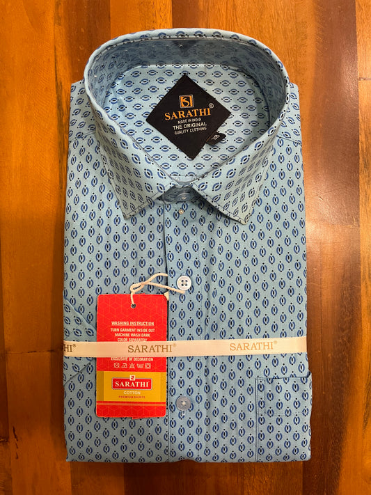 Pure Cotton Printed Blue Shirt SLSHIRT 38 HS