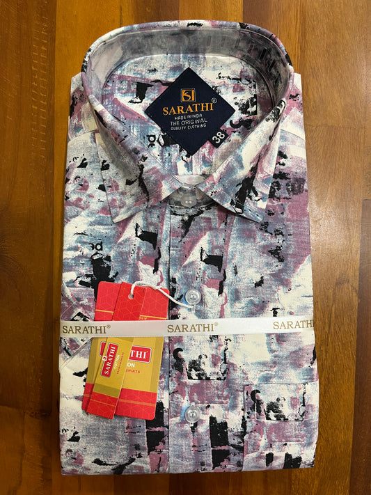 Pure Cotton Pink and White Digital Printed Shirt SLSHIRT 38 HS