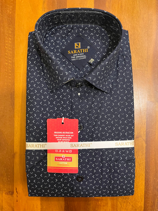 Pure Cotton Navy Blue Printed Shirt SLSHIRT 38 HS