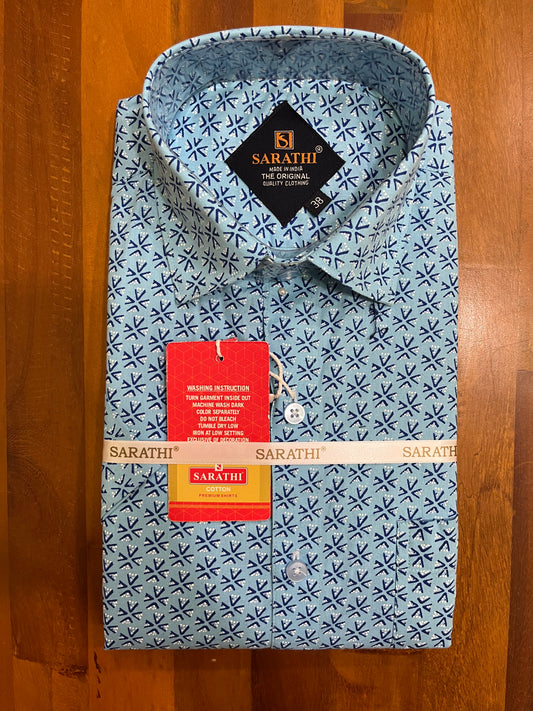 Pure Cotton Light Blue Printed Shirt SLSHIRT 38 HS