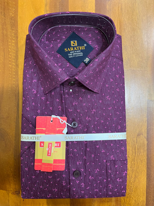 Pure Cotton Magentha Printed Shirt SLSHIRT 38 HS