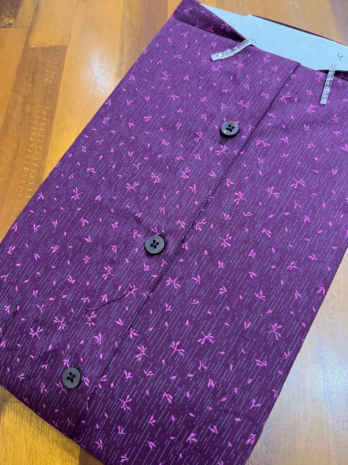 Pure Cotton Magentha Printed Shirt SLSHIRT 38 HS