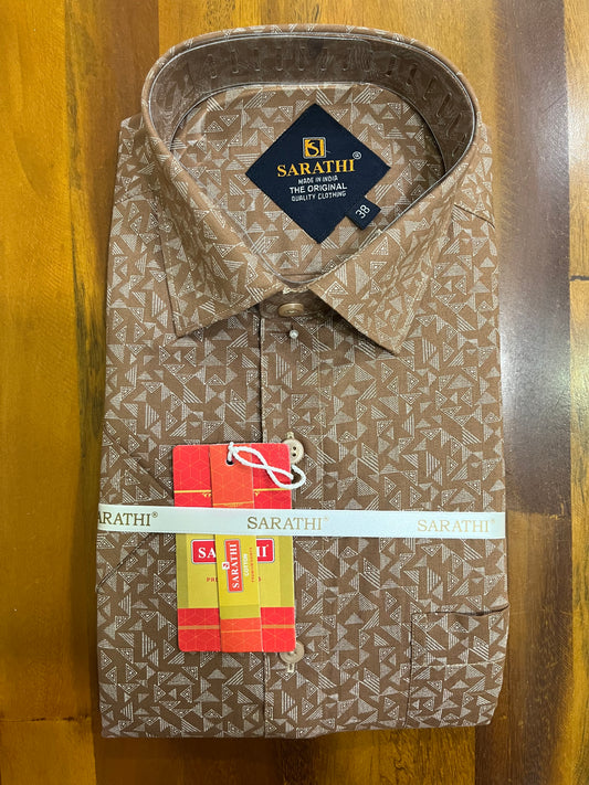 Pure Cotton Brown Printed Shirt SLSHIRT 38 HS
