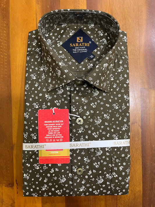 Pure Cotton Green Printed Shirt SLSHIRT 38 HS