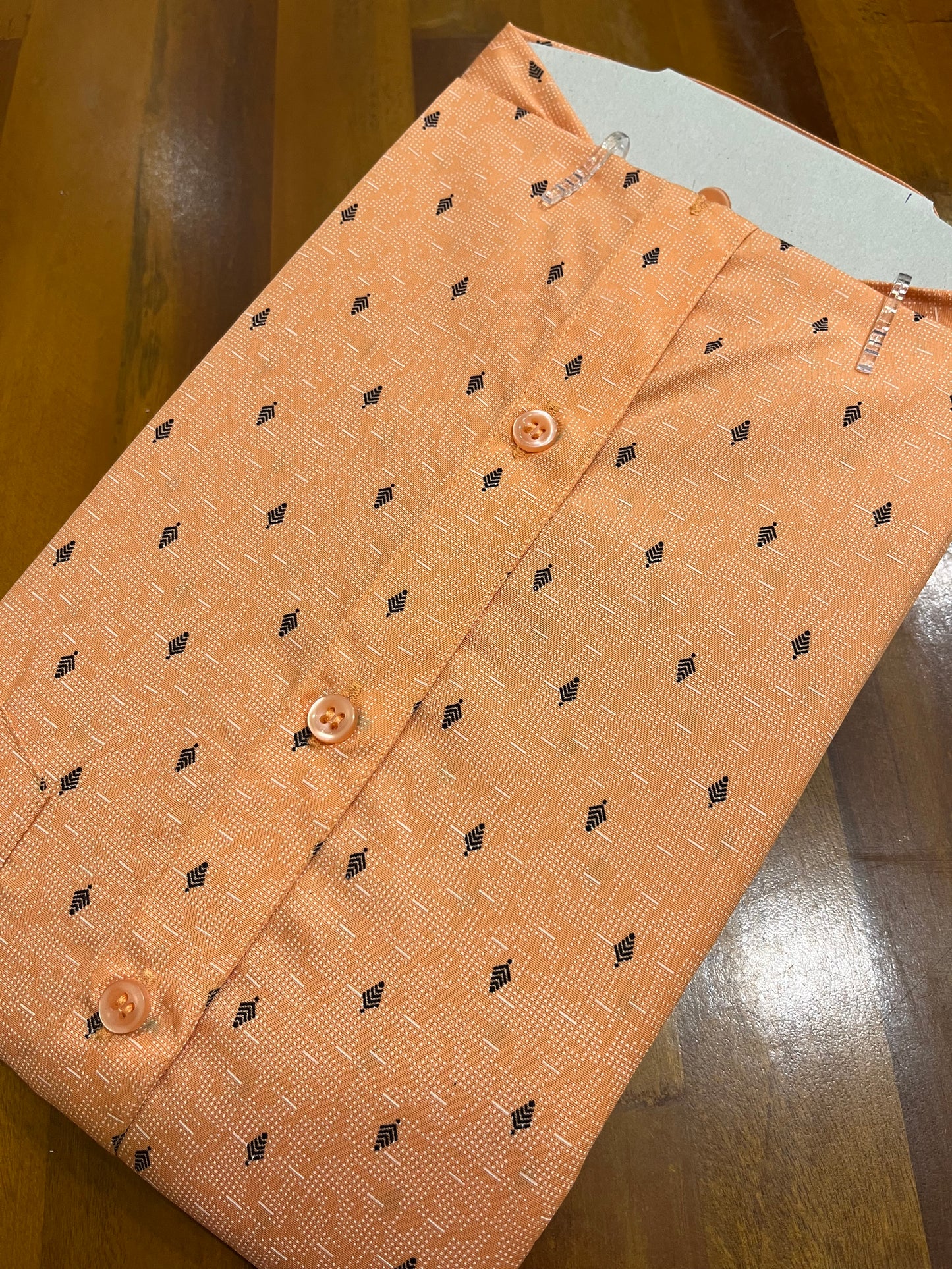 Pure Cotton Dark Peach Printed Shirt SLSHIRT 38 HS