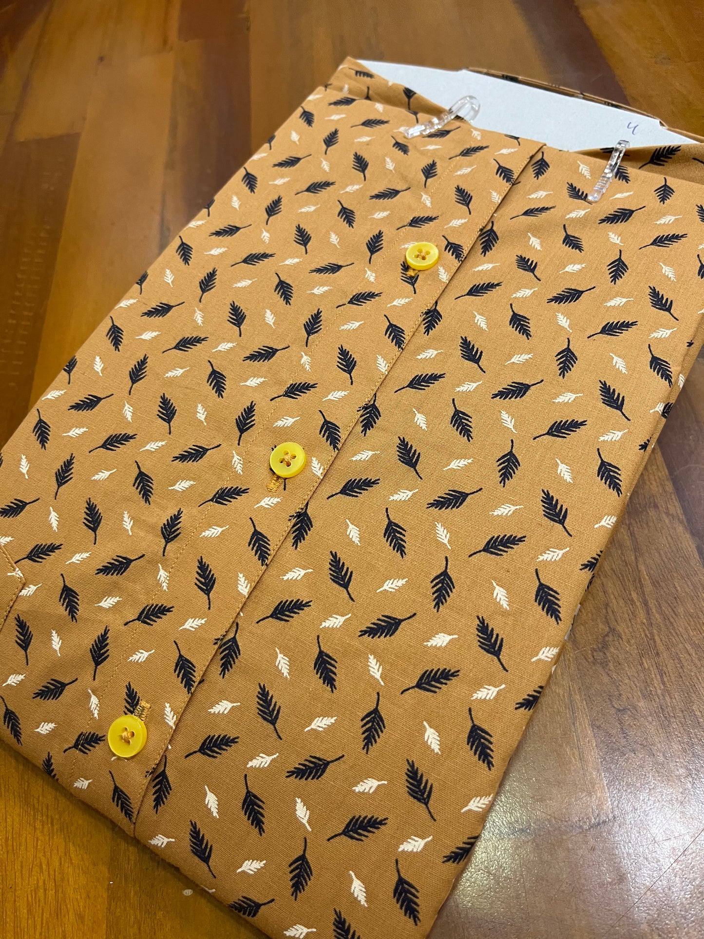 Pure Cotton Orange and black Printed Shirt (38 HS)