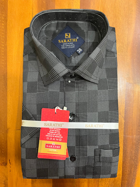 Pure Cotton Gray and Black Printed Shirt SLSHIRT 38 HS