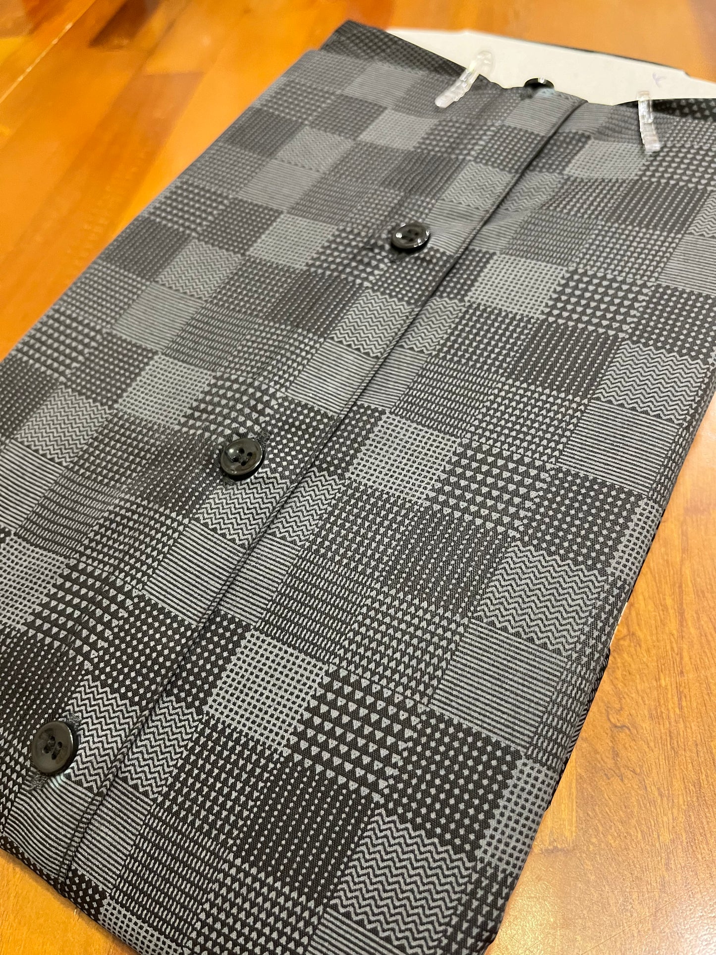 Pure Cotton Gray and Black Printed Shirt SLSHIRT 38 HS