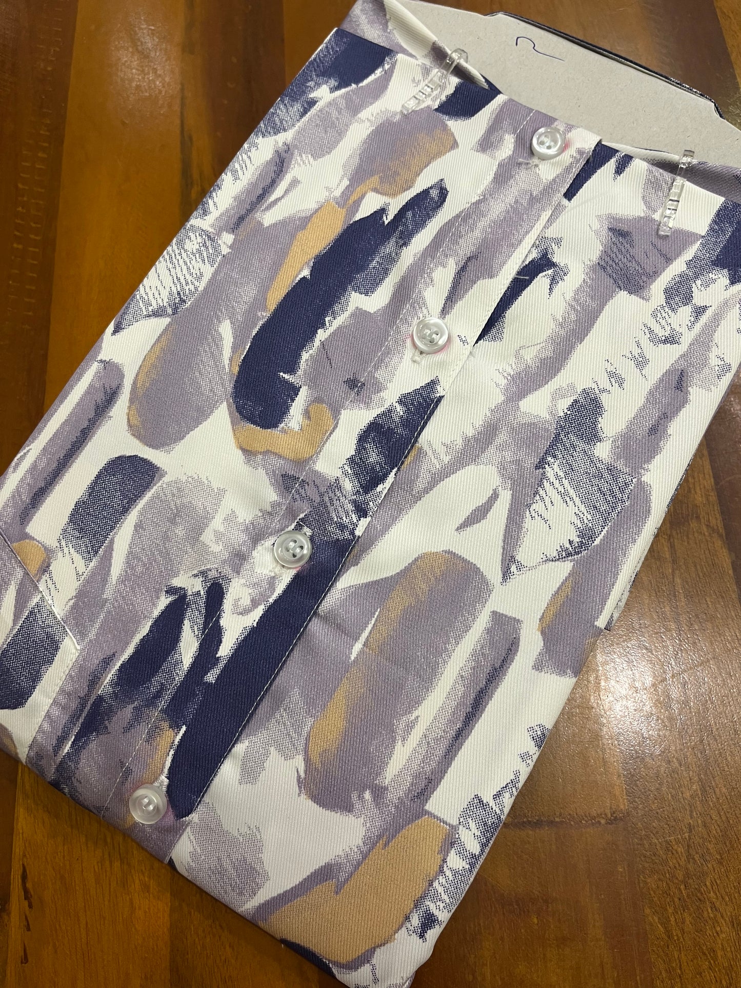 Pure Cotton White and Violet Printed Shirt SLSHIRT 38 HS