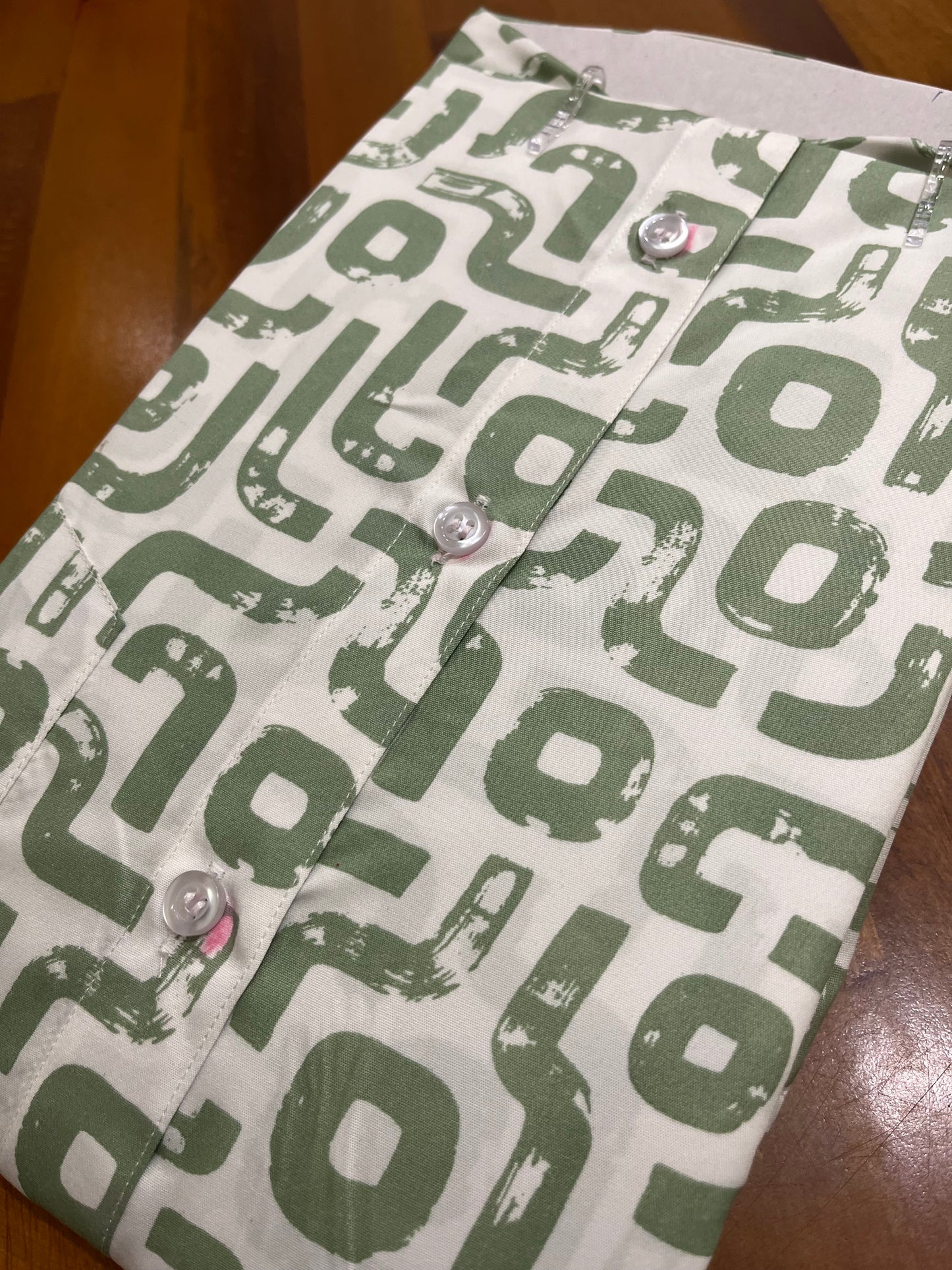 Pure Cotton Off White with Green Printed Shirt SLSHIRT 42 HS