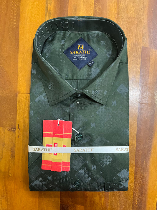 Pure Cotton Green Printed Shirt SLSHIRT 44 HS