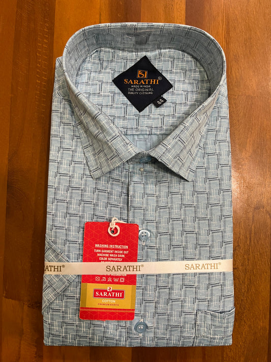 Pure Cotton Blue Printed Shirt SLSHIRT 46 HS