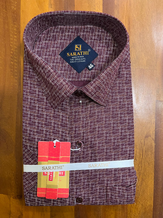 Pure Cotton Purple Printed Shirt SLSHIRT 46 HS