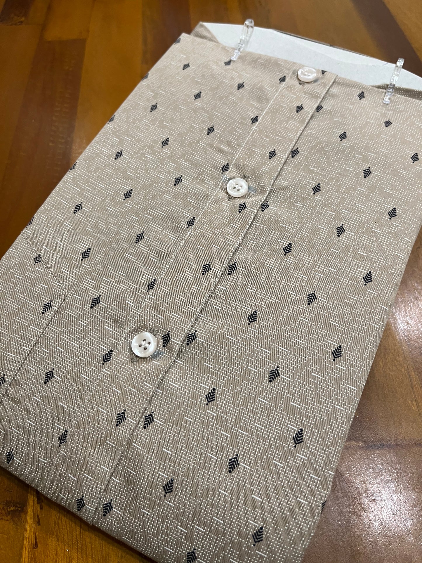 Pure Cotton Light Brown Printed Shirt SLSHIRT 46 HS