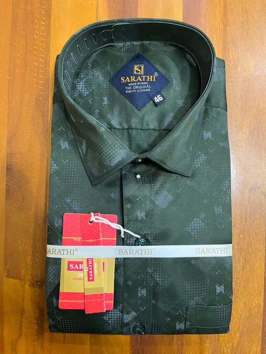 Pure Cotton Green Printed Shirt SLSHIRT 46 HS