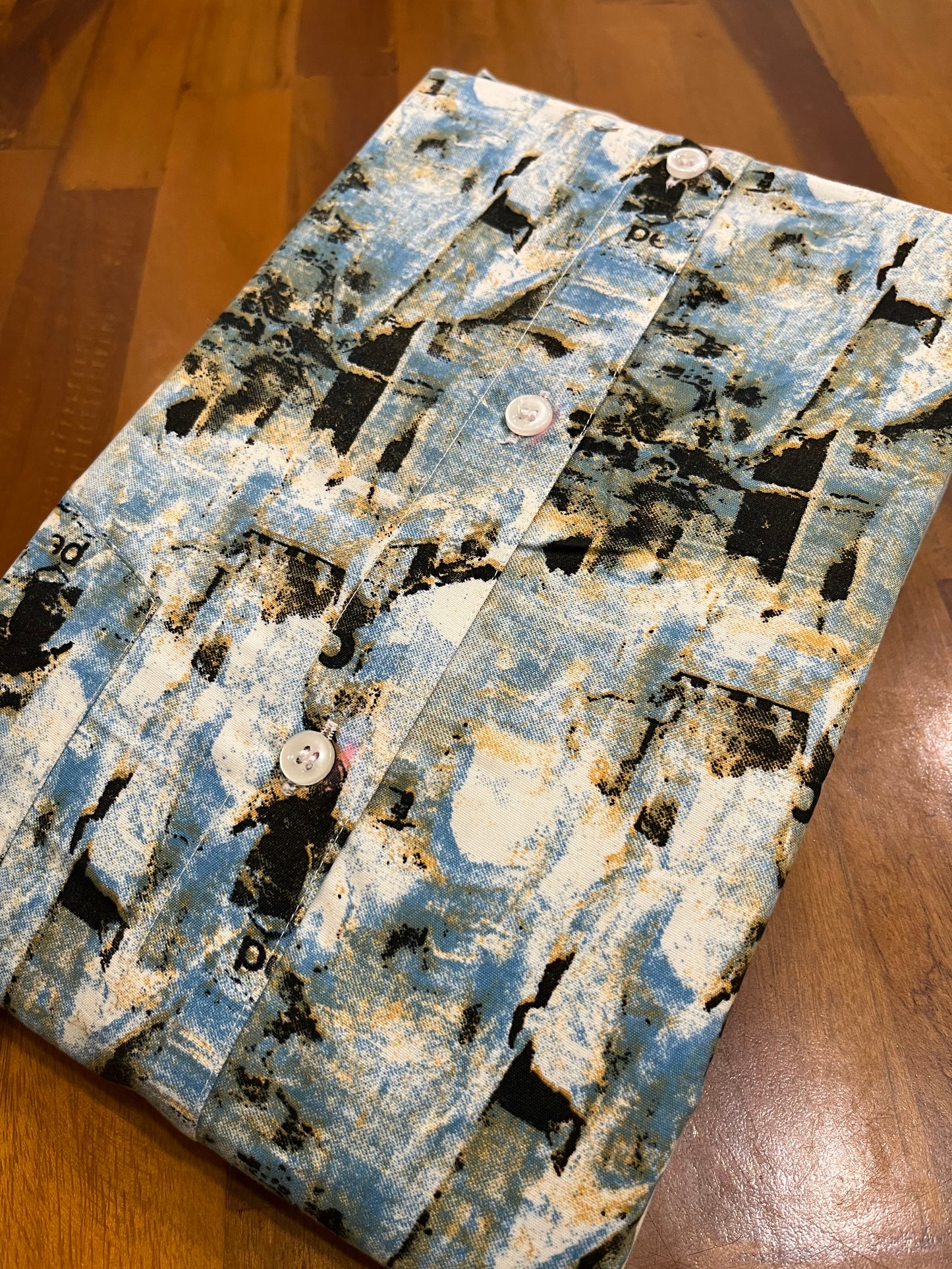 Pure Cotton Multi Colour Blue Printed Shirt SLSHIRT 46 HS