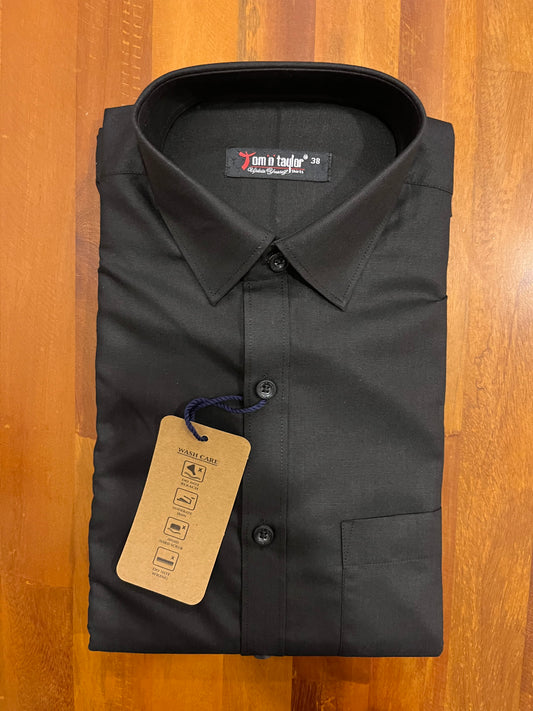 Pure Cotton Solid Black Shirt (38 HS)