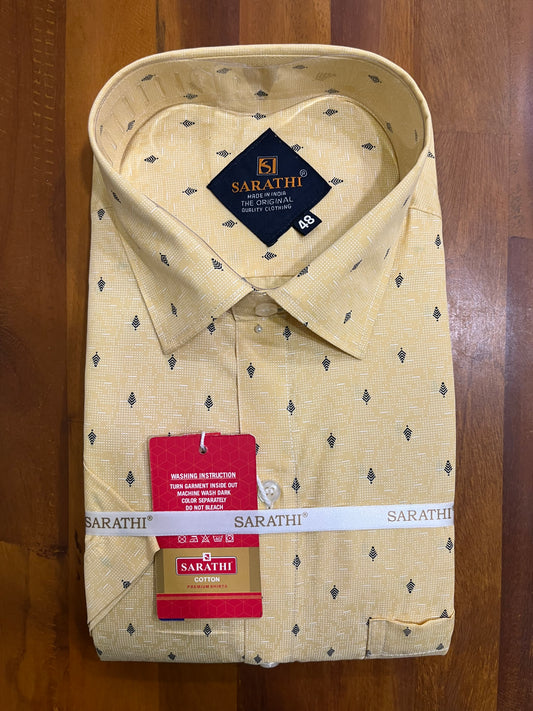 Pure Cotton Yellow Printed Shirt SLSHIRT 48 HS