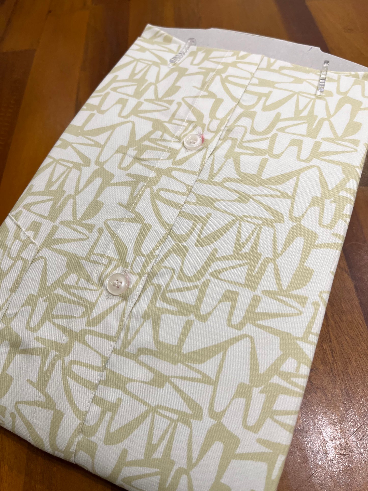 Pure Cotton Off White with Light Green Printed Shirt SLSHIRT 48 HS