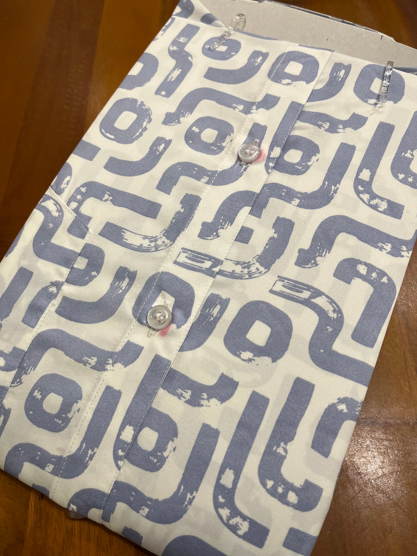 Pure Cotton White with Blue Printed Shirt SLSHIRT 48 HS
