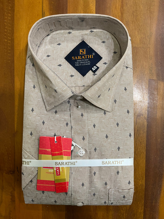 Pure Cotton Light Brown Printed Shirt SLSHIRT 48 HS