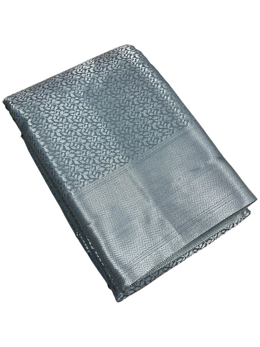 Southloom Premium Semi Silk Zari Work Bridal Brocade Saree in Pastel Grey with Matching Pallu