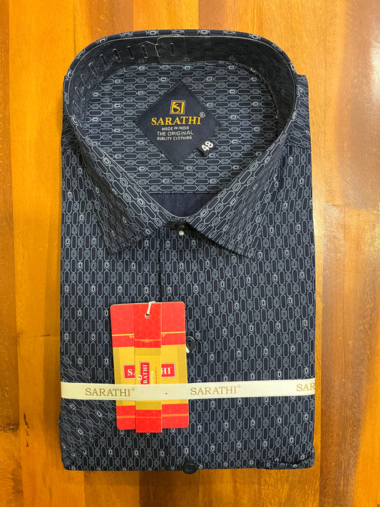 Pure Cotton Dark Blue Printed Shirt SLSHIRT 48 HS