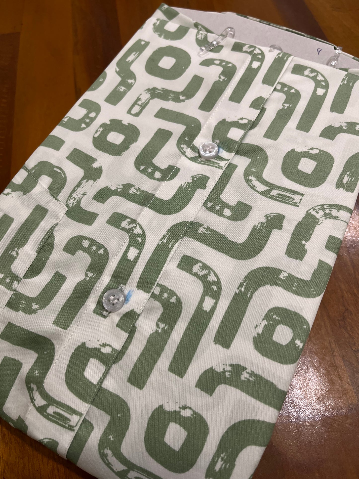 Pure Cotton Off White with Green Printed Shirt SLSHIRT 48 HS