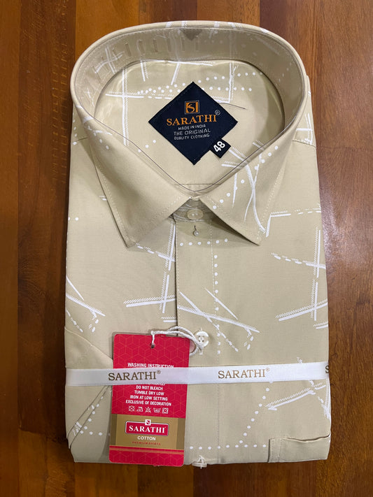 Pure Cotton Beige Printed Shirt SLSHIRT 48 HS