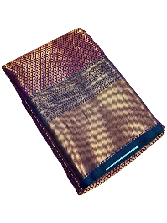 Southloom Premium Semi Silk Zari Work Bridal Brocade Saree in Violet with Matching Pallu