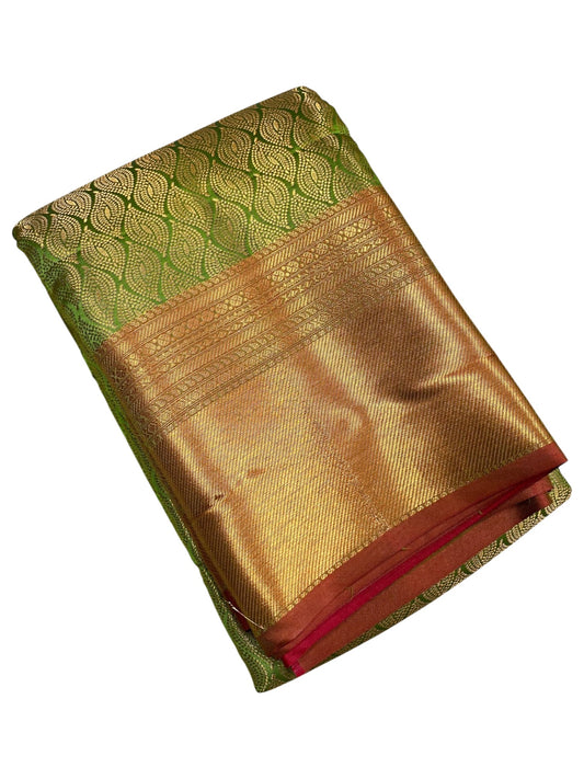 Southloom Premium Semi Silk Zari Work Bridal Brocade Saree in Green with Matching Pallu