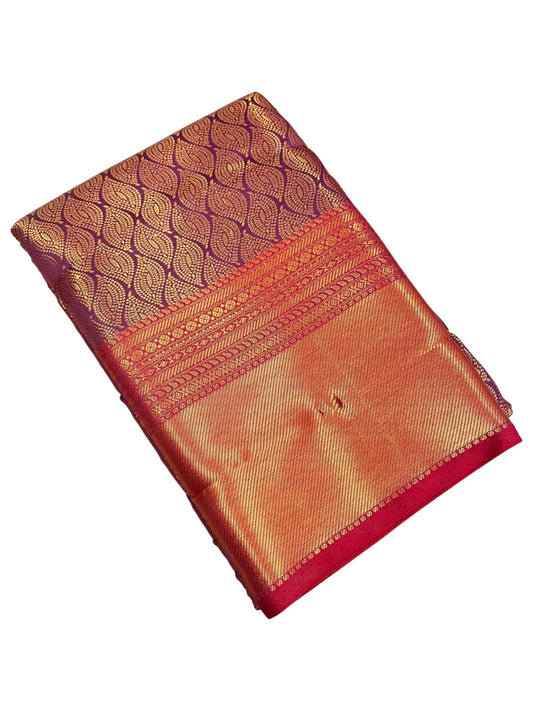 Southloom Premium Semi Silk Zari Work Bridal Brocade Saree in Purple with Matching Pallu