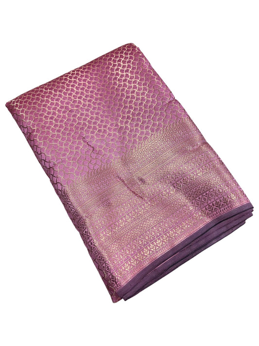 Southloom Premium Semi Silk Zari Work Bridal Brocade Saree in Pink with Matching Pallu