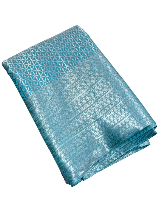 Southloom Brocade Silk Saree with Silver Zari Work in Blue Pastel Shade
