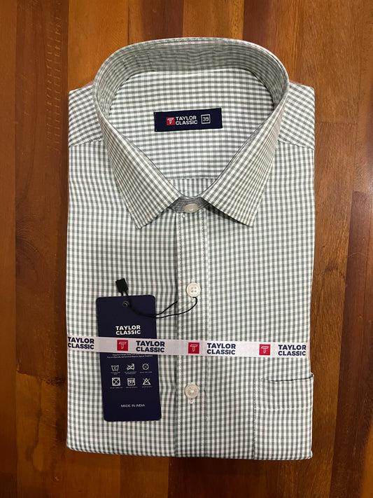 Pure Cotton Green Check Design Shirt (38 FS)