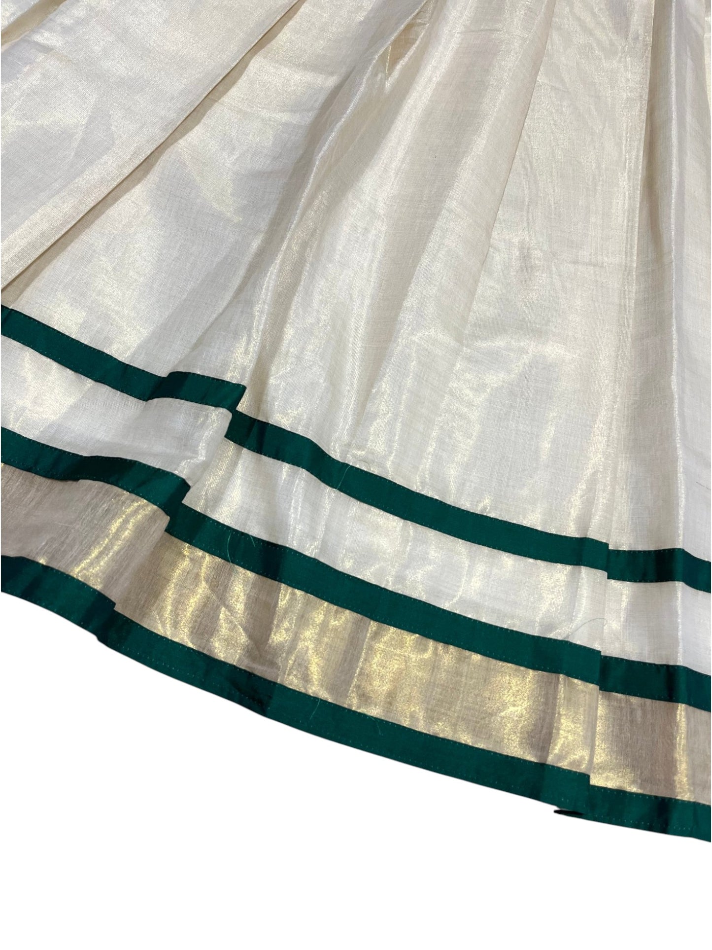 Southloom Semi Stitched Tissue Dhavani Set with Pavada and Green Blouse Piece