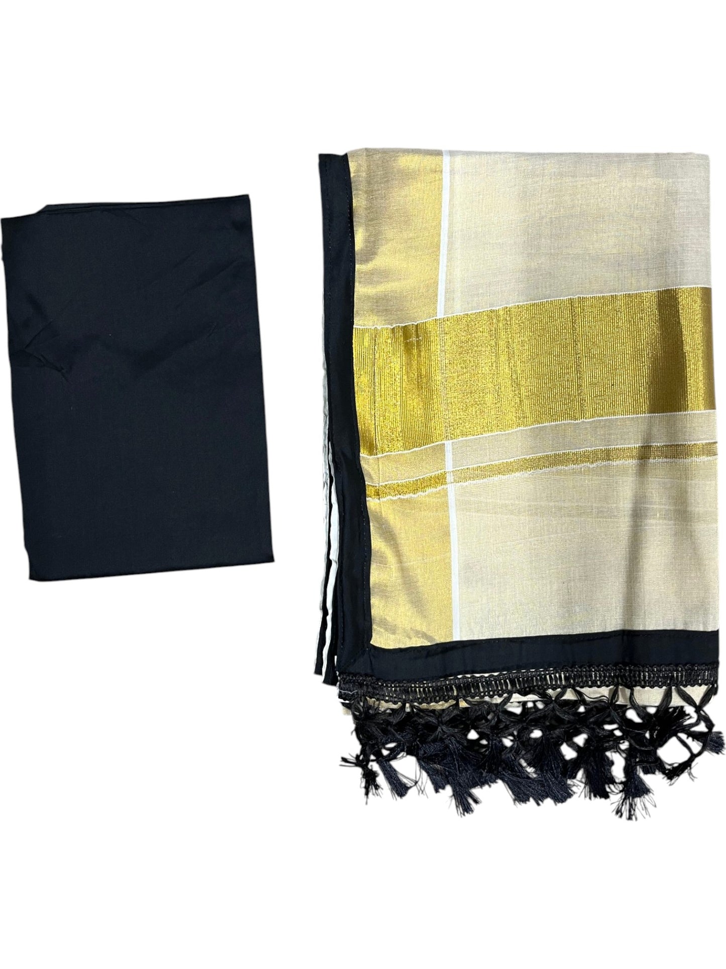 Southloom Semi Stitched Tissue Dhavani Set with Pavada and Black Blouse Piece