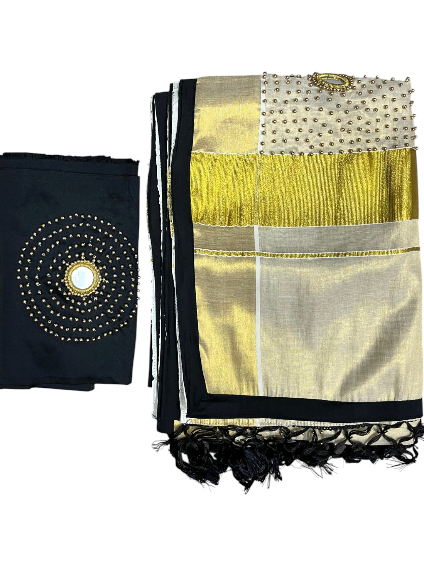 Southloom Semi Stitched Tissue Dhavani Set with Pavada and Black Blouse Piece