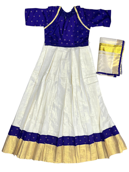 Southloom Stitched Tissue Dhavani Set with Pavada and Violet Blouse Piece