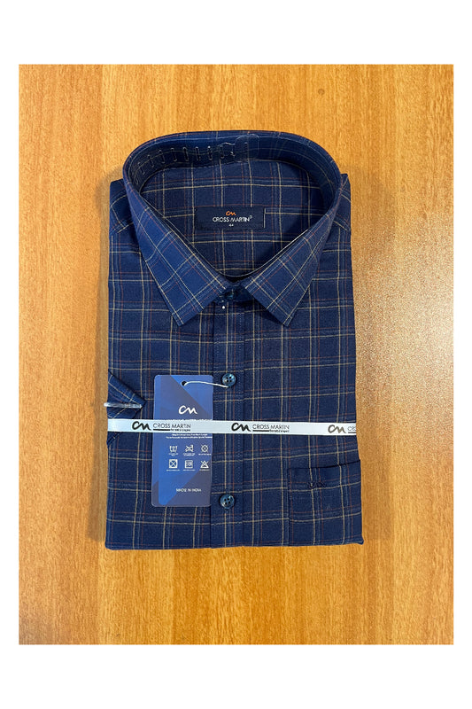 Pure Cotton Blue Check Shirt SLSHIRT 44 HS
